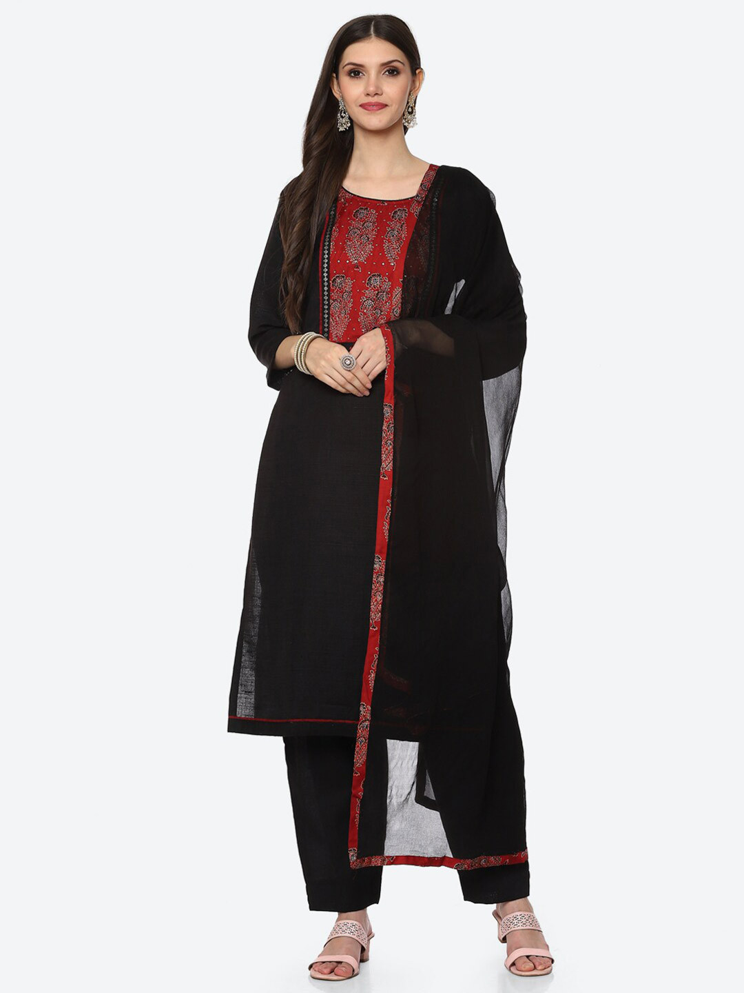 

Biba Black & Red Unstitched Dress Material