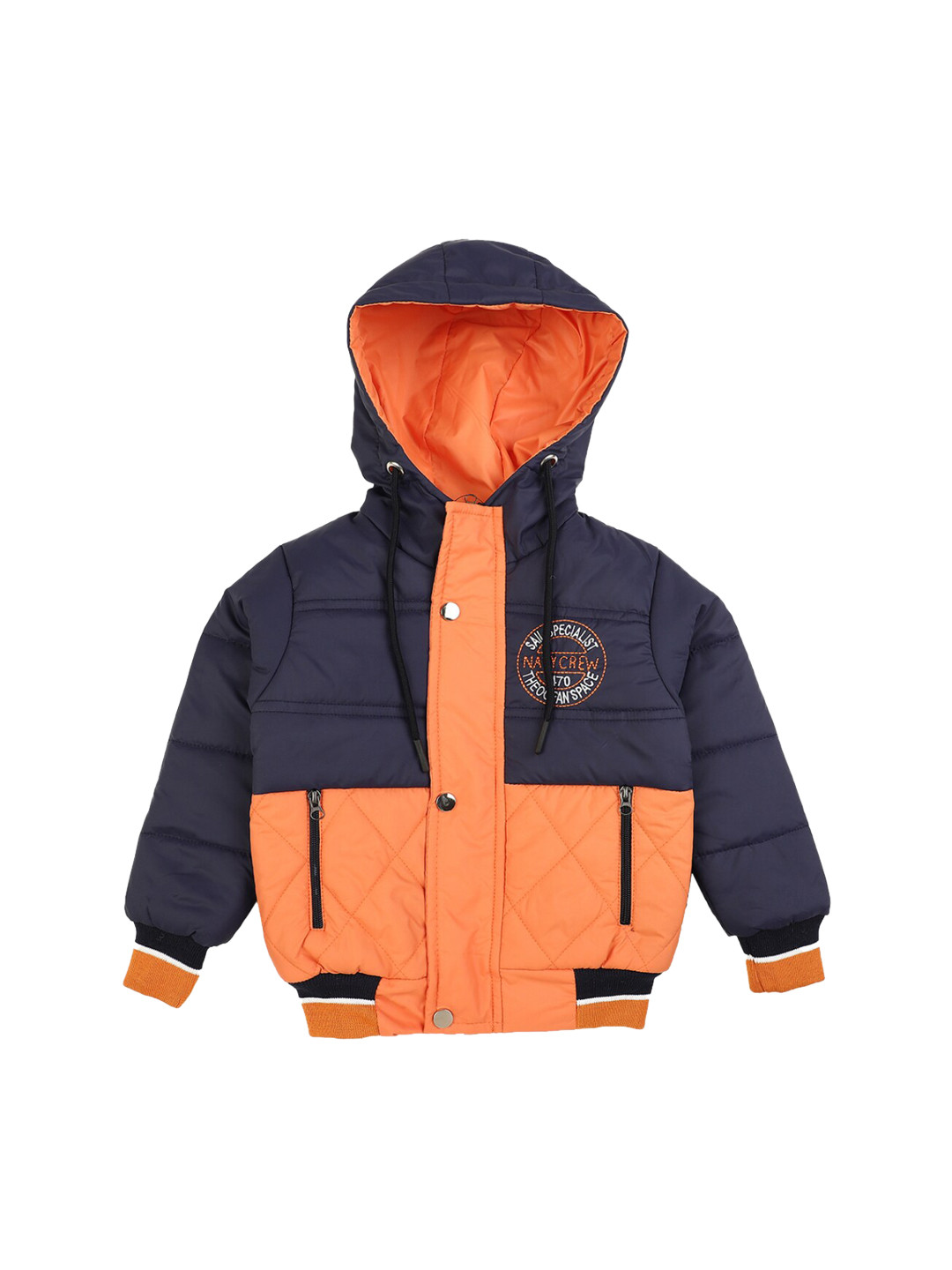 

V-Mart Boys Navy Blue Orange Colourblocked Lightweight Puffer Jacket