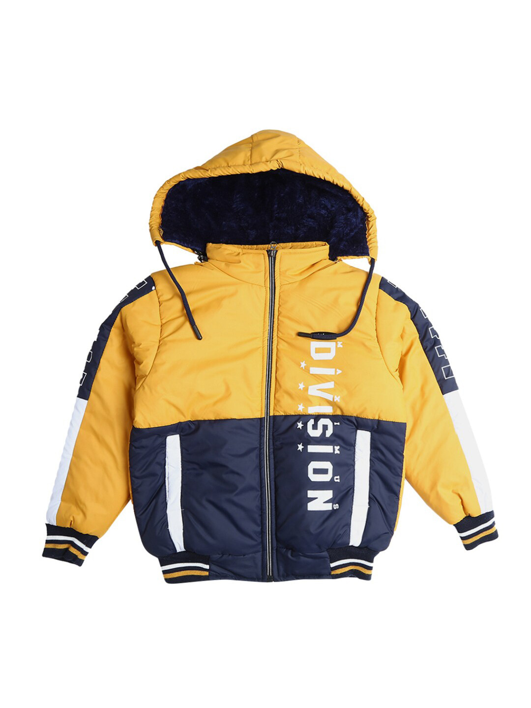 

V-Mart Boys Yellow Colourblocked Lightweight Crop Bomber with Patchwork Jacket