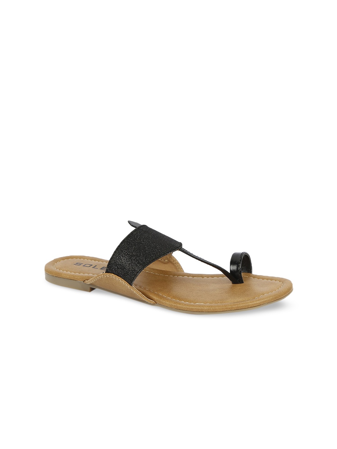 

SOLES Women Black One Toe Flats