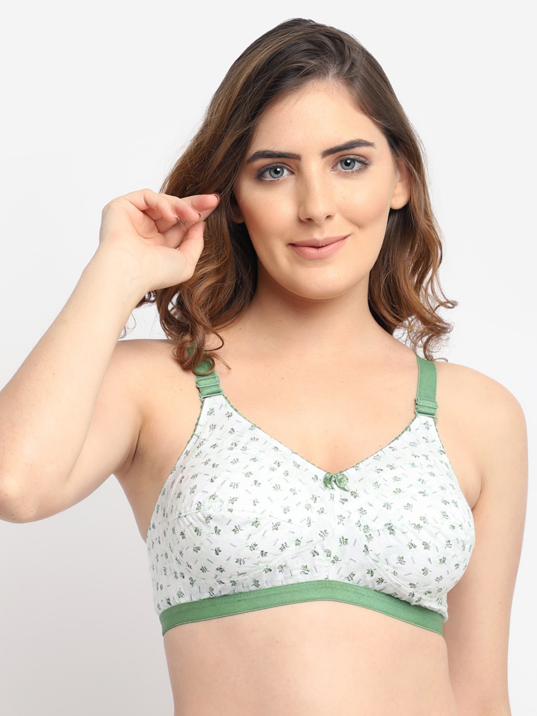 

GRACIT Women Green & White Printed Full Coverage Non-Wired Non Padded Bra