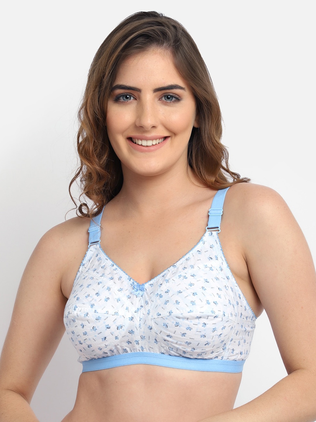 

GRACIT Women Blue & White Floral Printed Cotton Bra