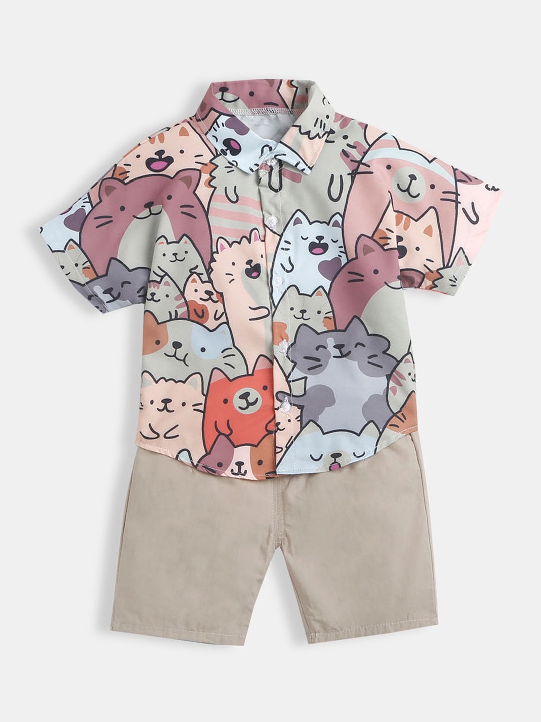 

Hopscotch Boys Pink & Blue Printed Shirt with Shorts
