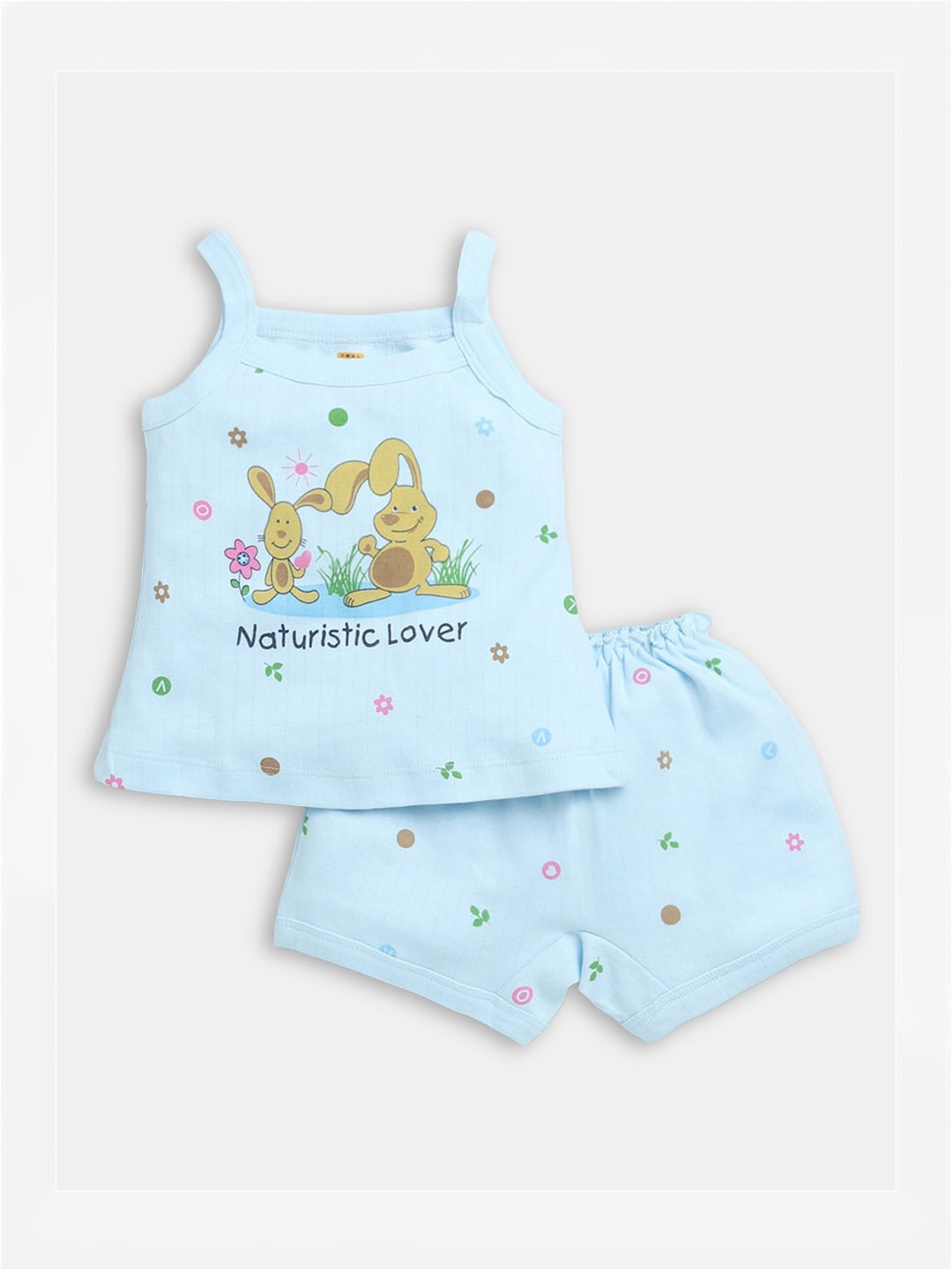 

Hopscotch Girls Blue & Green Printed T-shirt with Shorts