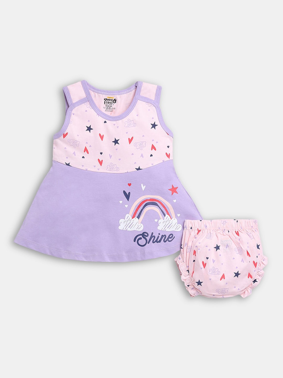 

Hopscotch Girls Purple & Pink Printed Top with Shorts
