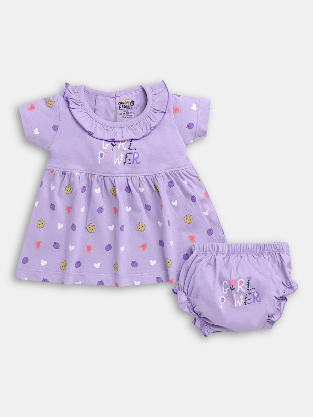 

Hopscotch Girls Purple & White Printed Top with Shorts