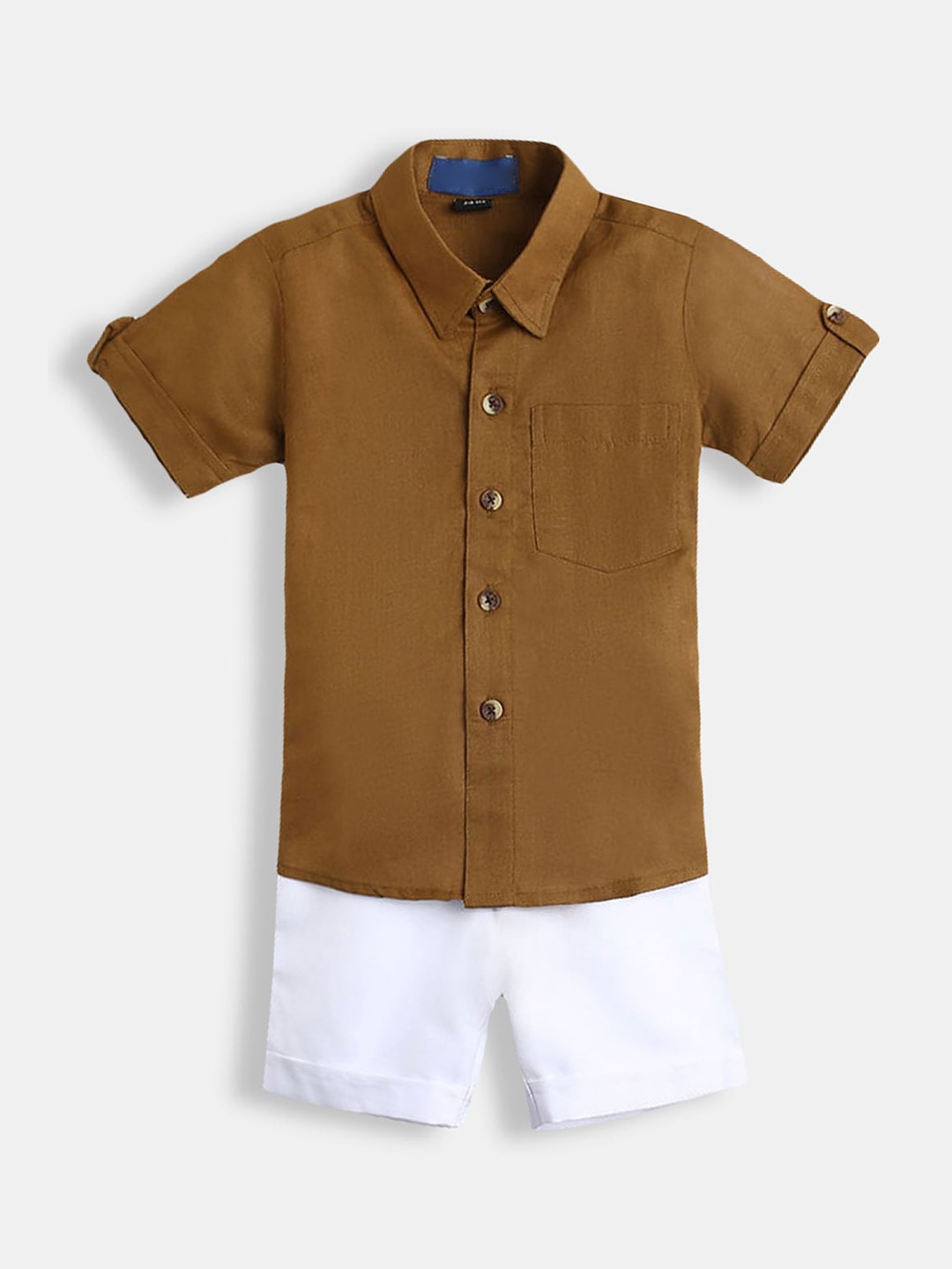

Hopscotch Boys Brown Solid Clothing Set