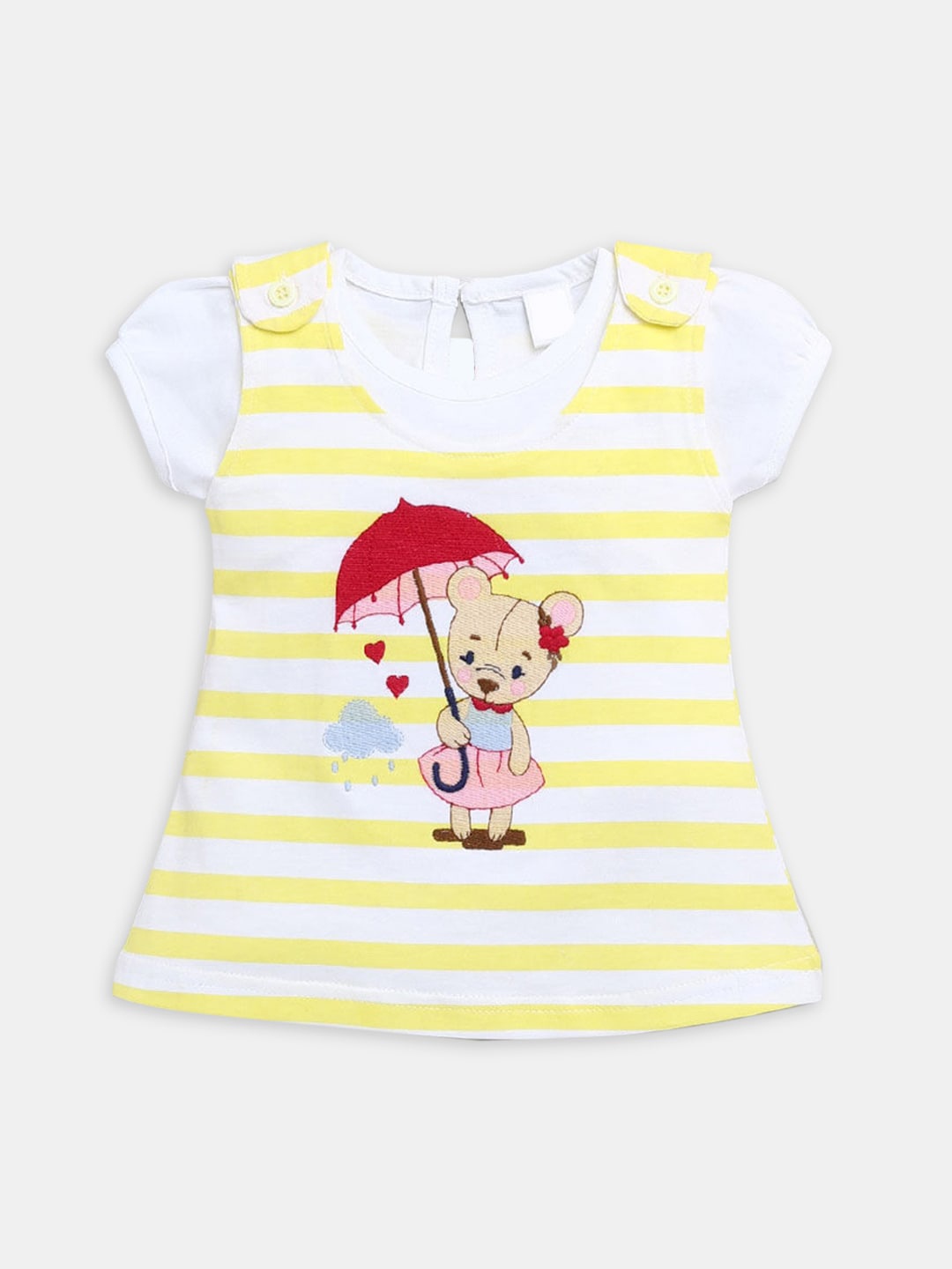 

Hopscotch Girls Yellow & White Printed T-shirt with Skirt