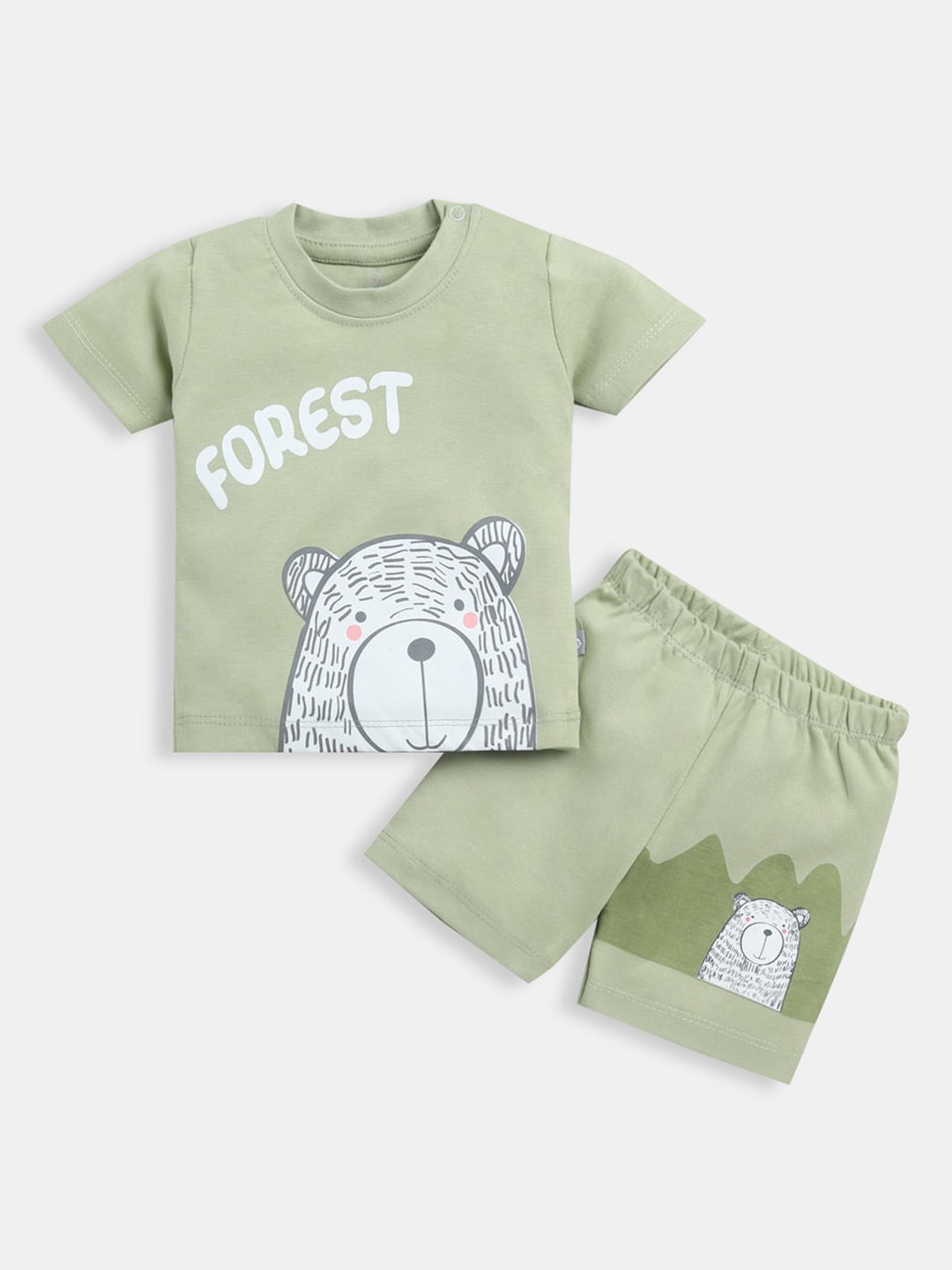 

Hopscotch Girls Green & White Printed T-shirt with Shorts