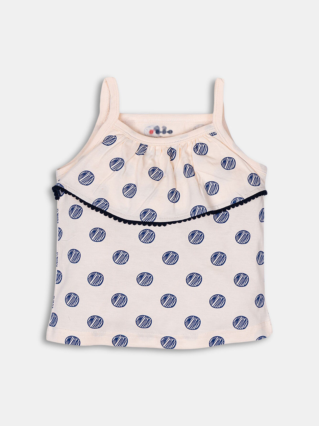 

Hopscotch Girls Peach-Coloured Printed Sleeveless Cotton Camisole