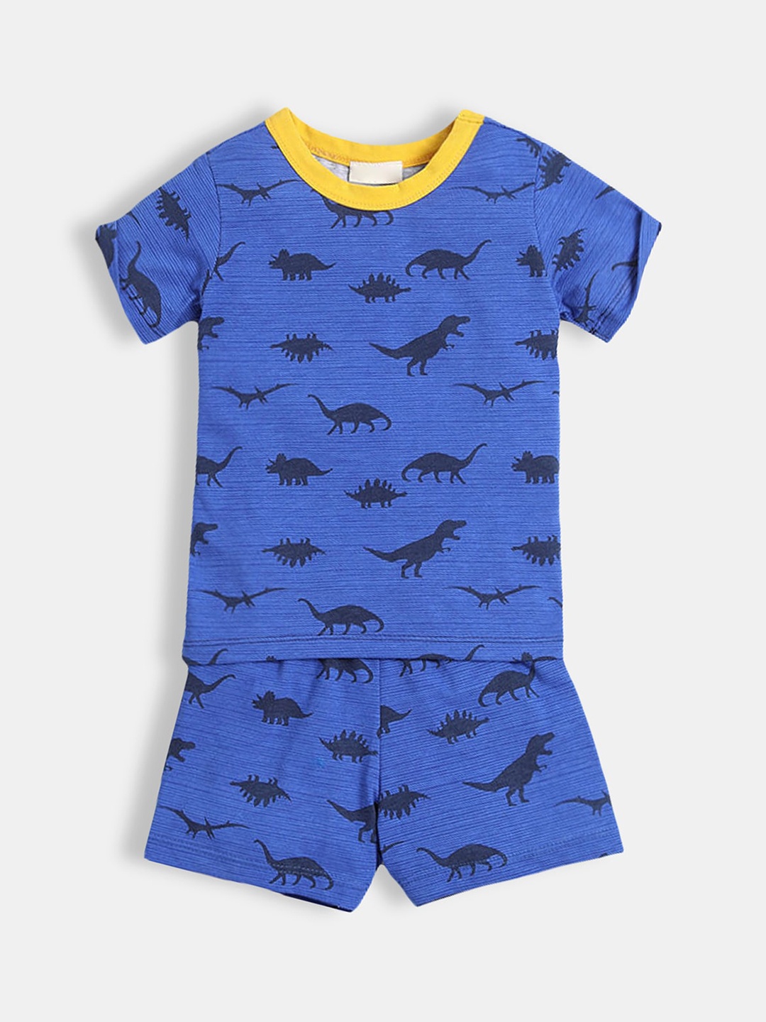 

Hopscotch Boys Blue & Black Printed T-shirt with Shorts