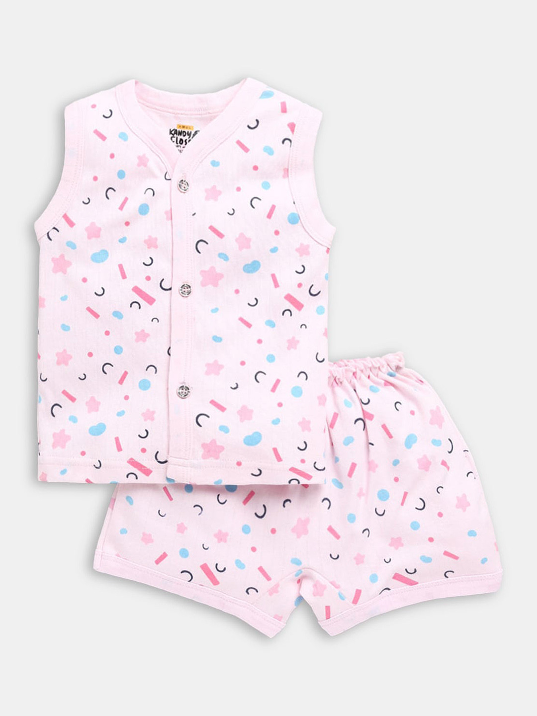 

Hopscotch Girls Pink & Blue Printed Cotton Clothing Set