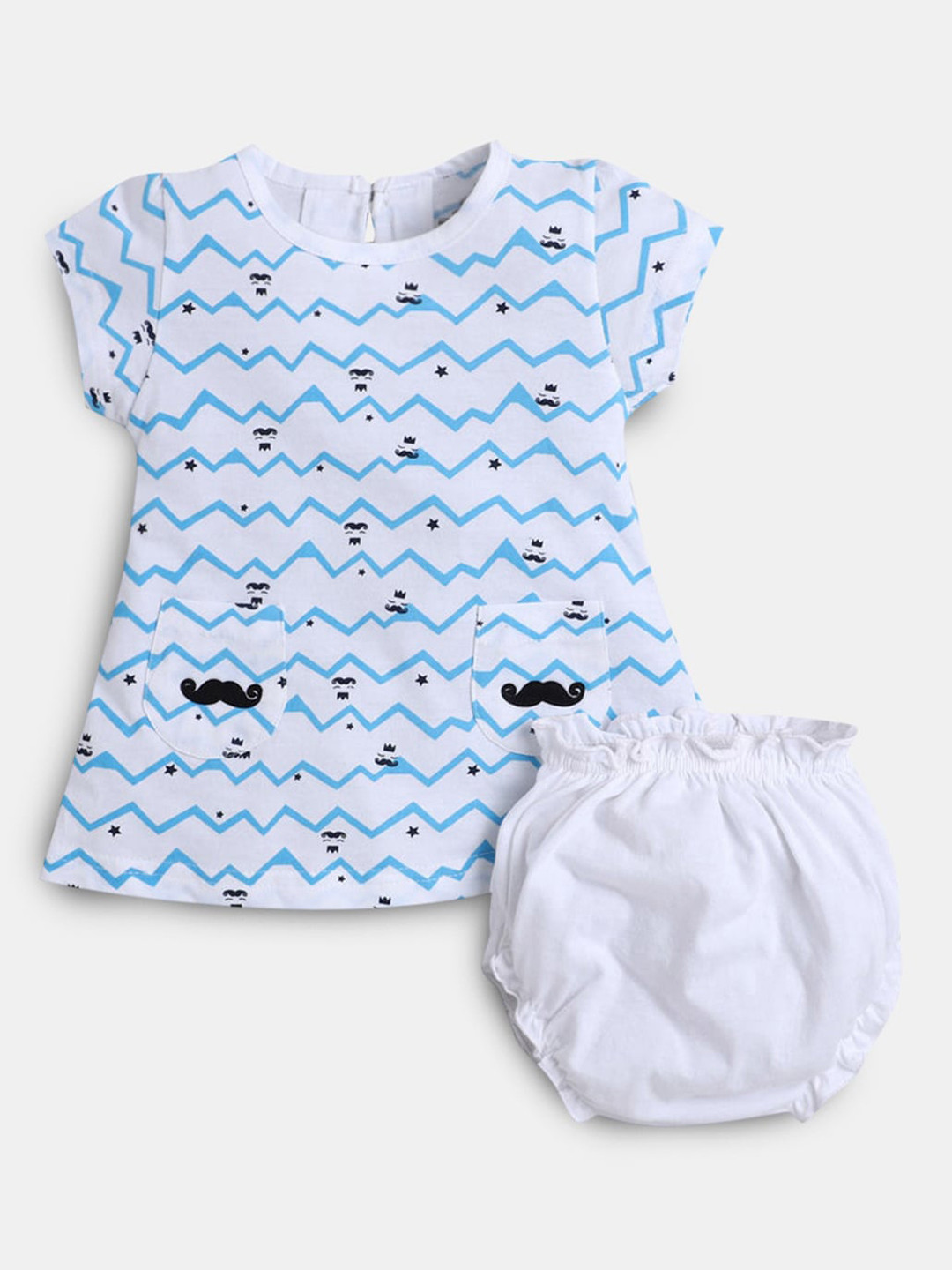 

Hopscotch Girls Blue & White Printed Top with Shorts