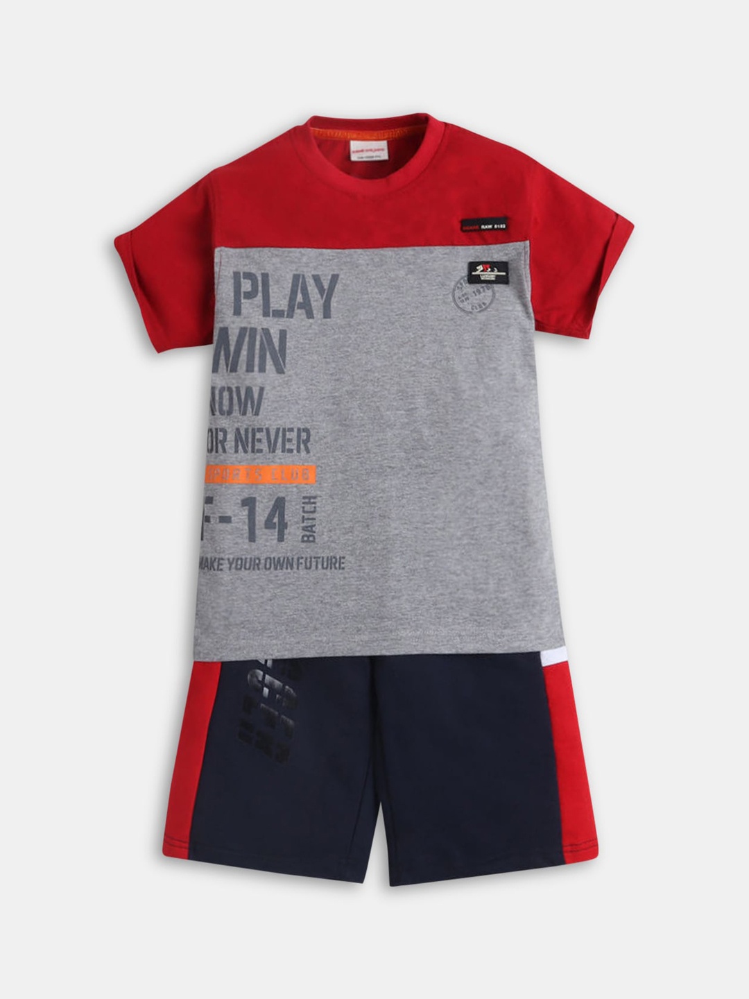 

Hopscotch Boys Black & Grey Printed T-shirt with Shorts