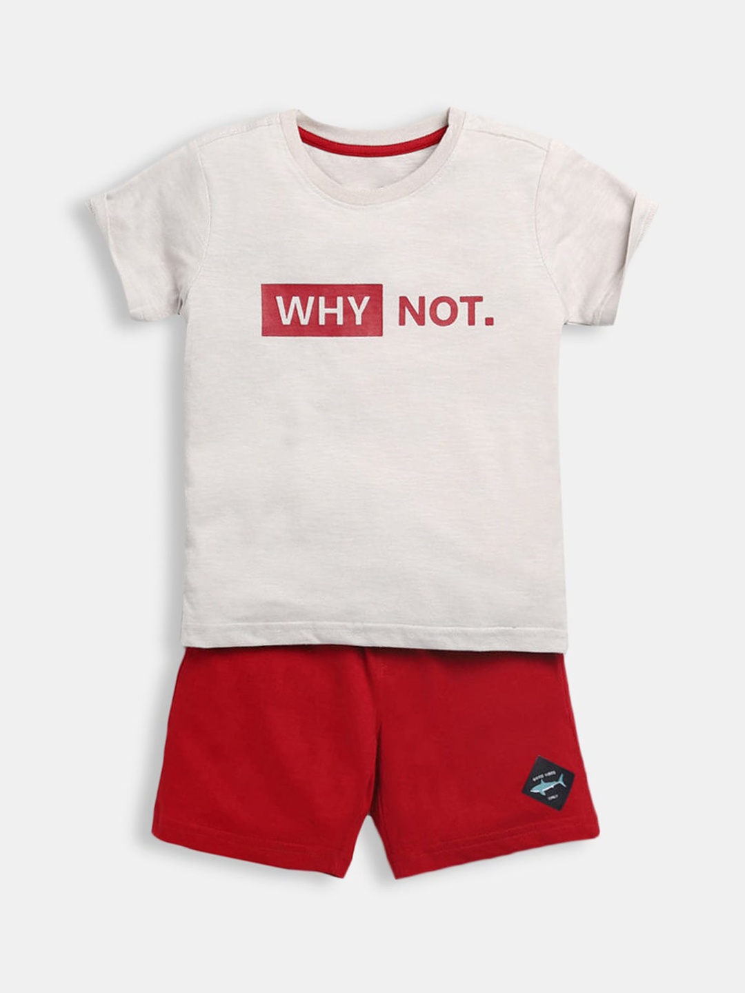 

Hopscotch Boys White & Red Printed T-shirt with Shorts