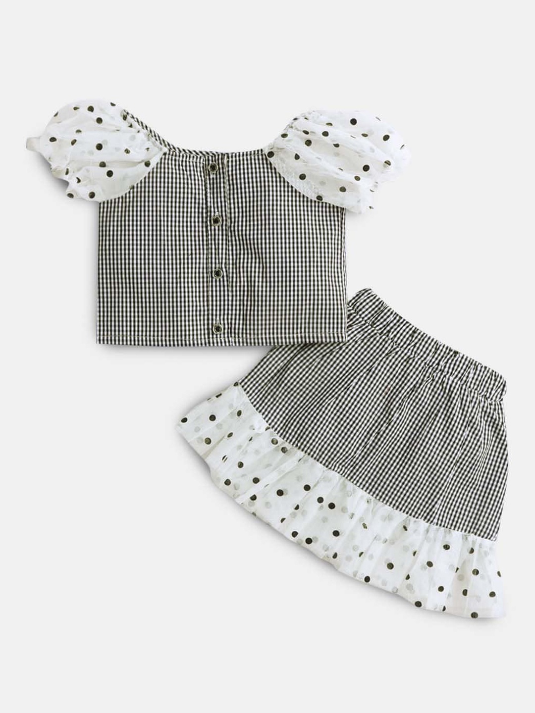 

Hopscotch Girls Black & White Printed Top with Skirt