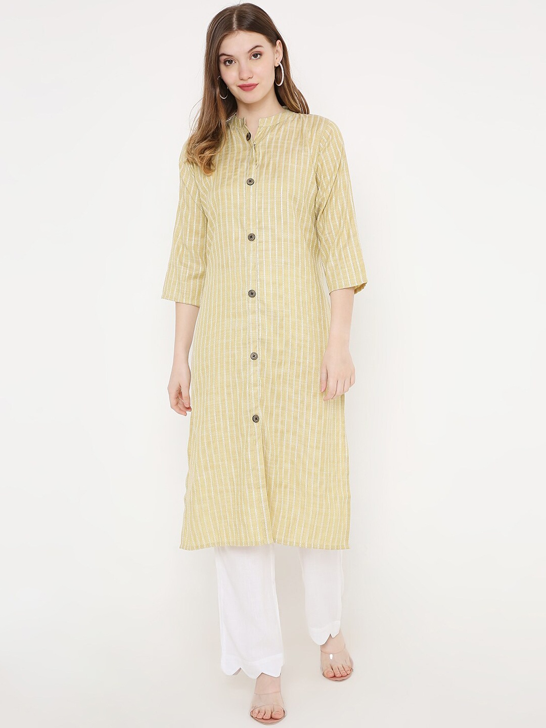 

Peppertree Women Green Striped Kurta
