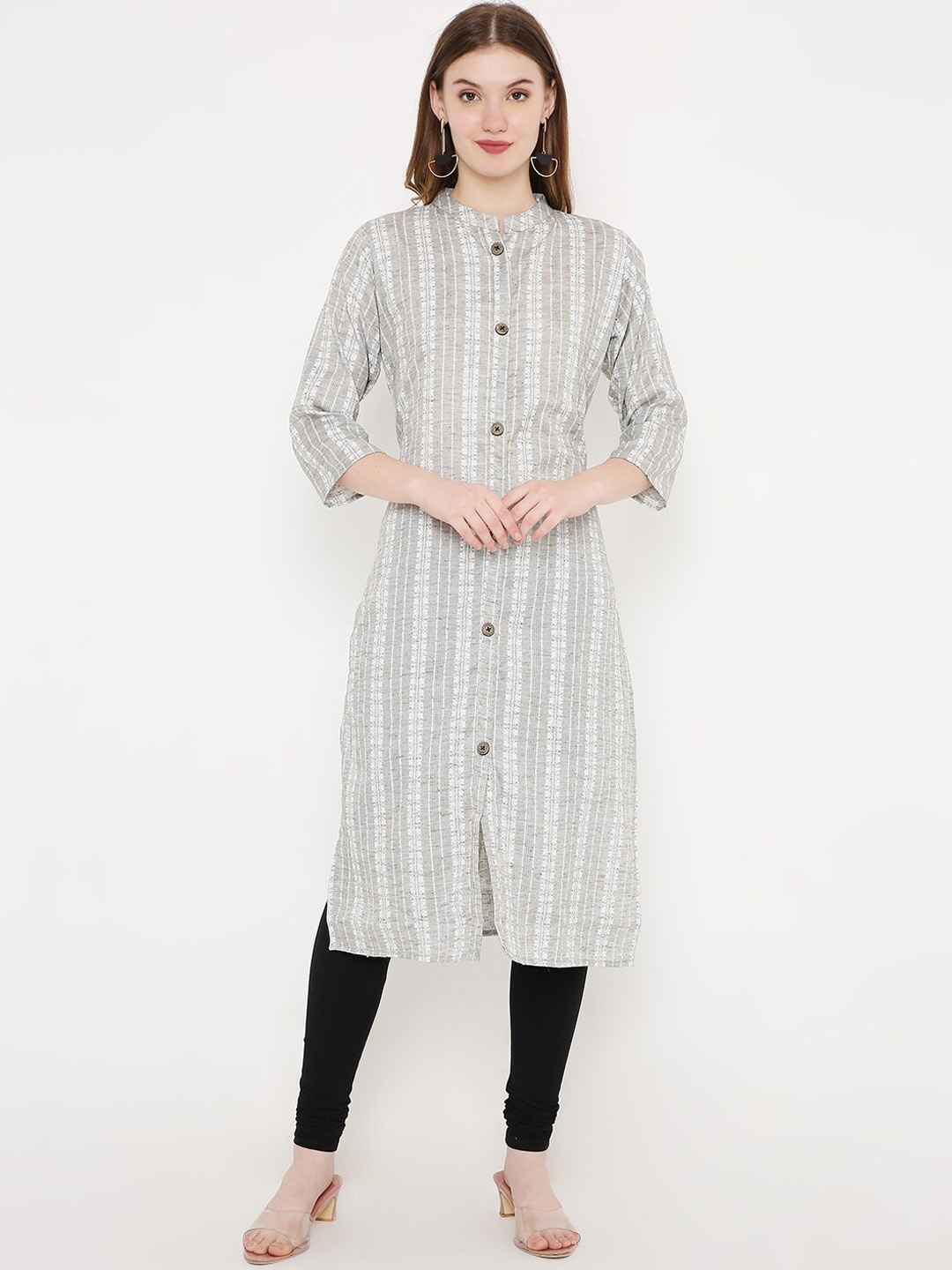 

Peppertree Women Grey Geometric Printed Kurta