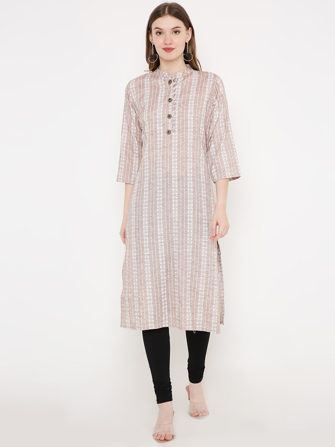 

Peppertree Women Brown Striped Kurta