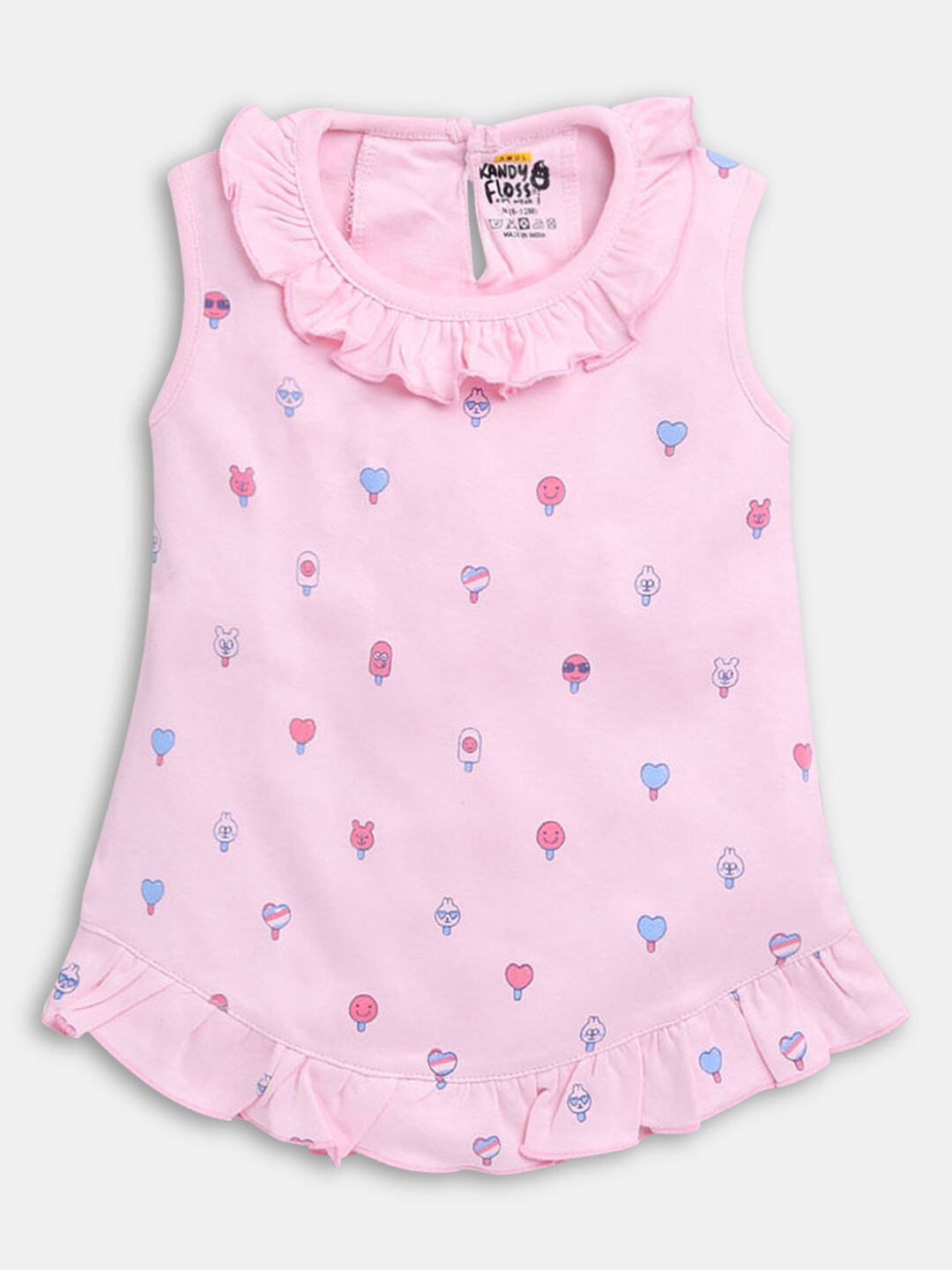 

Hopscotch Girls Pink Printed A-Line Dress