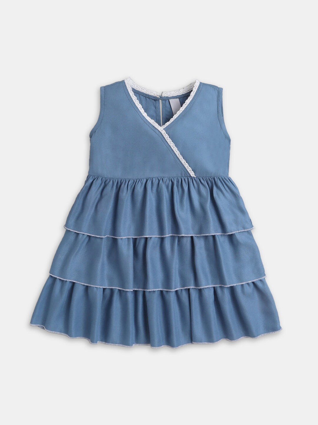 

Hopscotch Girls Blue Wrap Style Tiered Pleated Dress