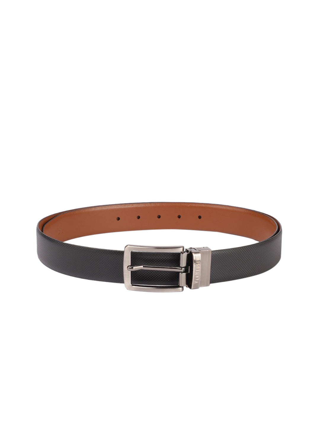 

Van Heusen Men Black & Tan Brown Textured Reversible Leather Formal Belt