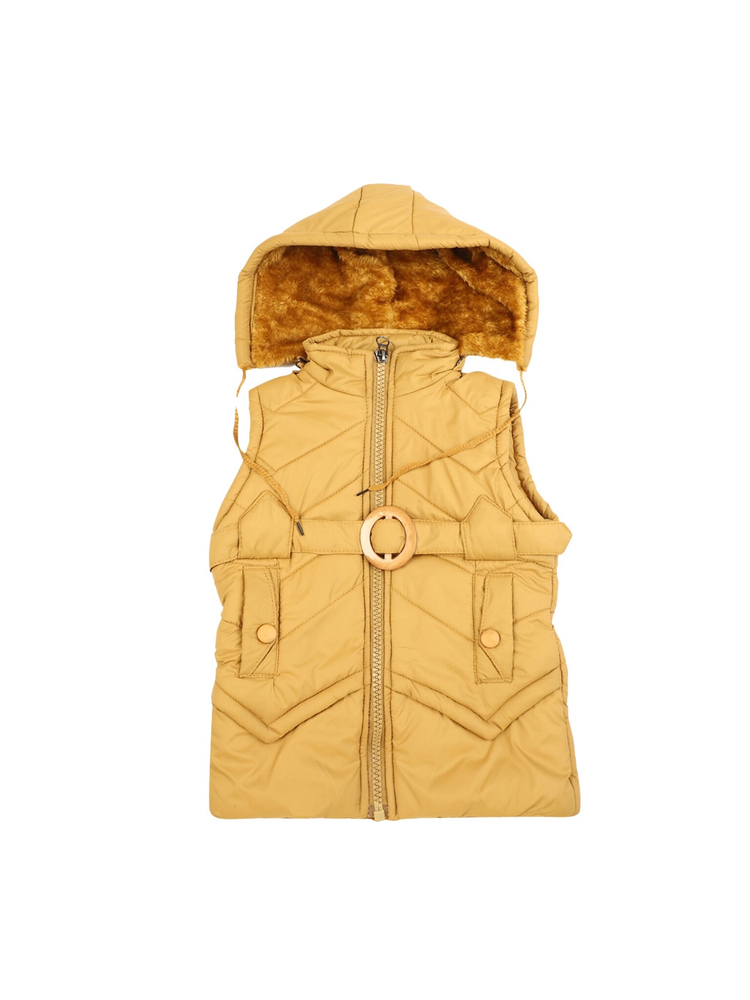 

V-Mart Girls Mustard Striped Lightweight Longline Bomber Jacket