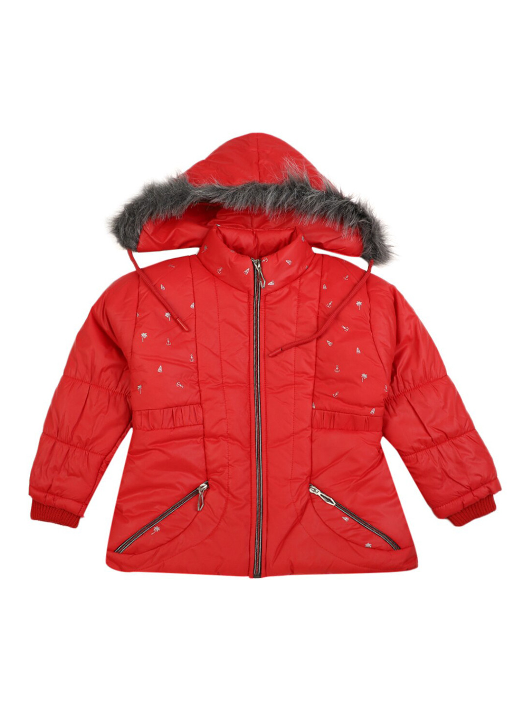 

V-Mart Girls Red Hooded Neck Lightweight Padded Jacket
