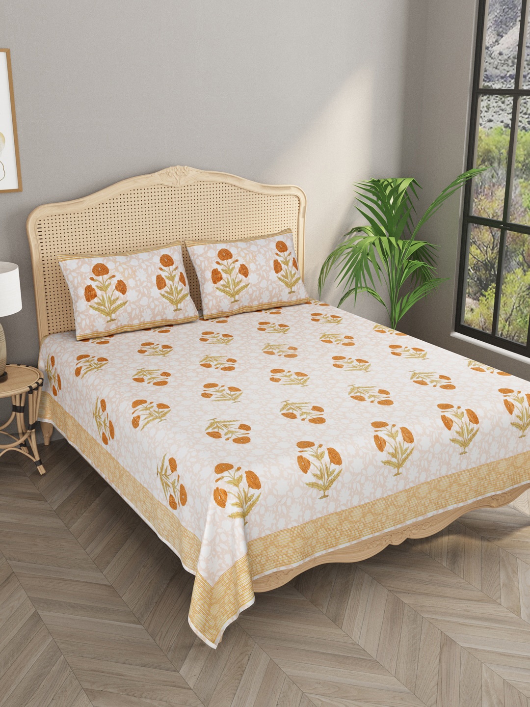 

Gulaab Jaipur Red & White Floral 600 TC King Bedsheet with 2 Pillow Covers