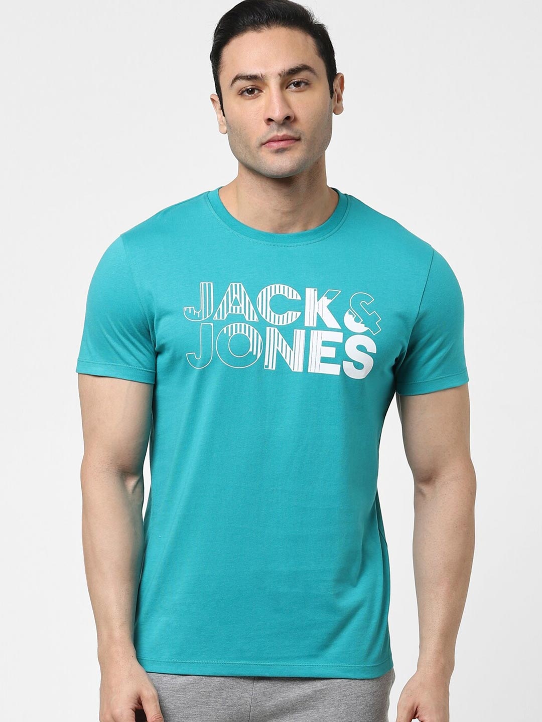 

Jack & Jones Men Blue Typography Printed T-shirt