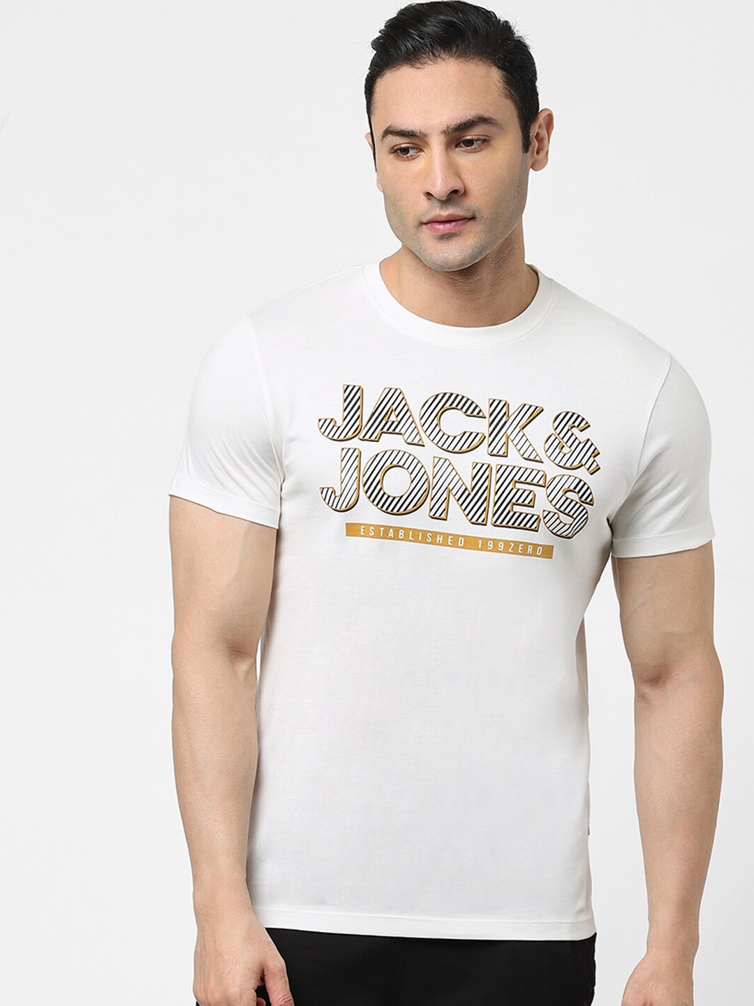 

Jack & Jones Men White Typography Printed T-shirt