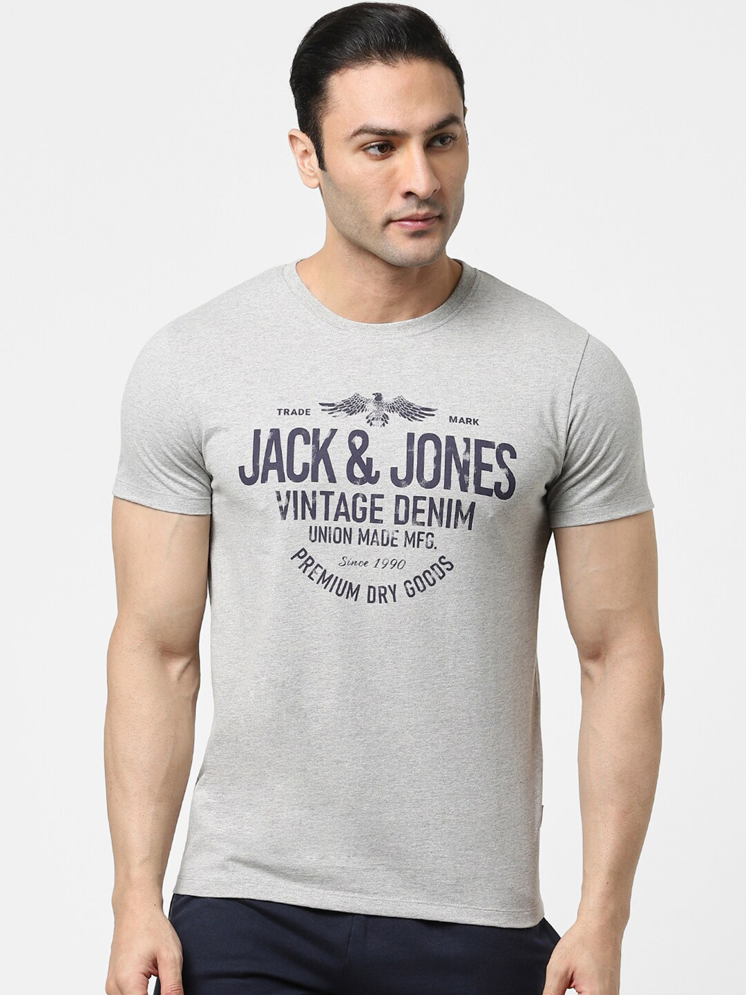 

Jack & Jones Men Grey Typography Printed T-shirt