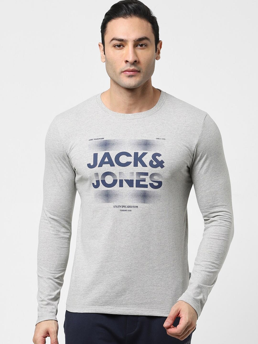 

Jack & Jones Men Grey Typography Printed T-shirt