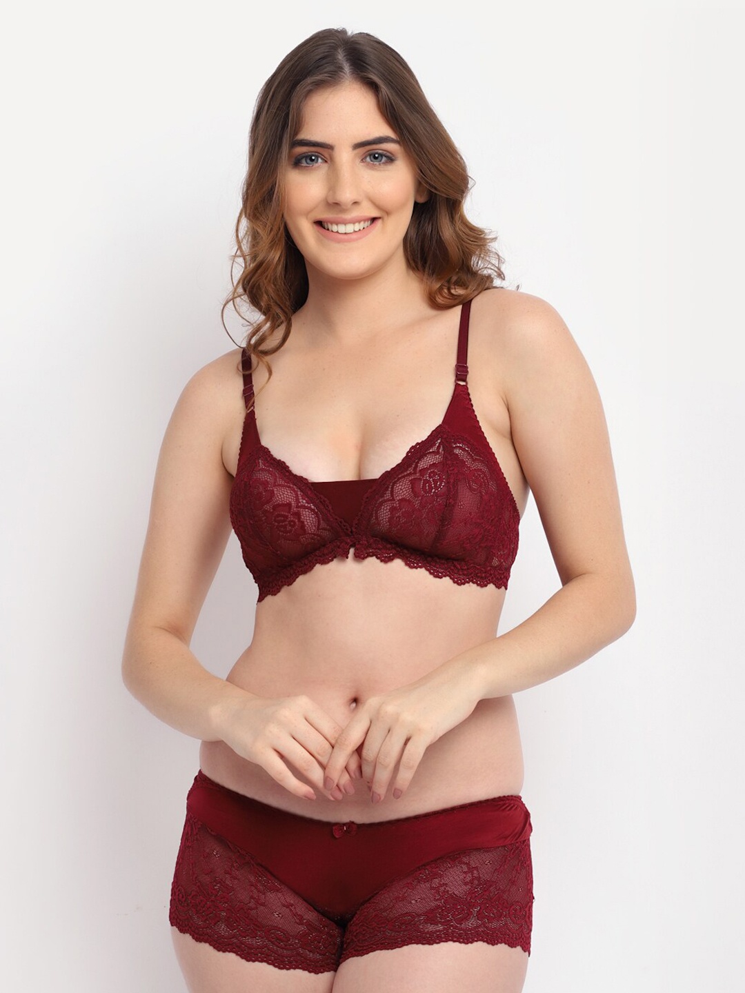 

GRACIT Women Maroon Self Design Lingerie Set LST07-14