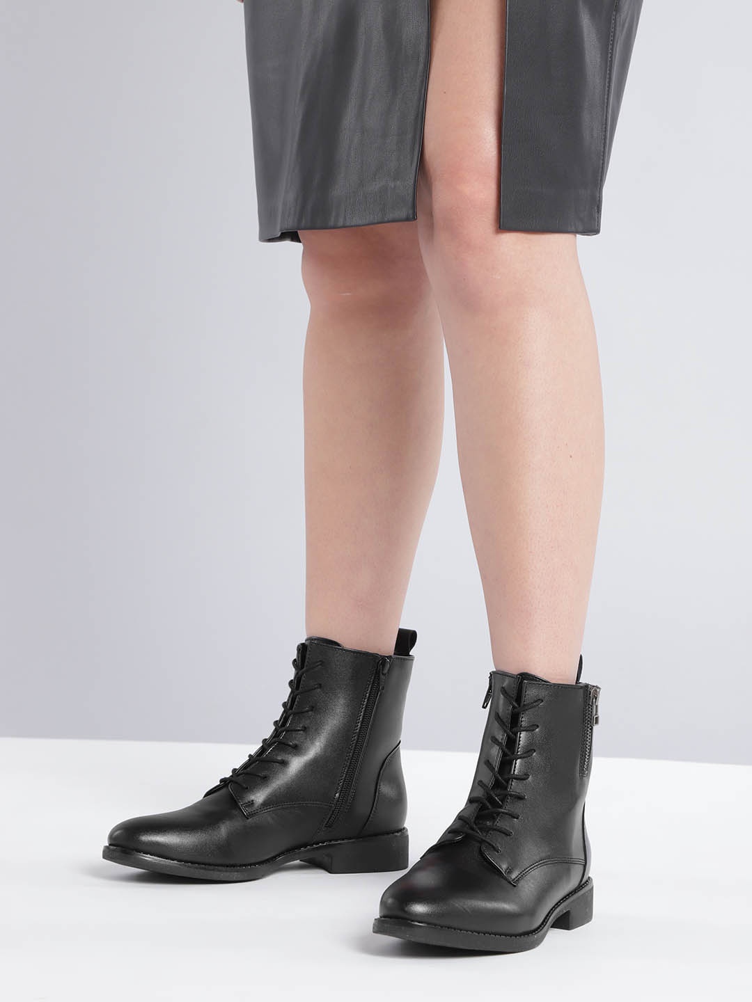 

Roadster Women Black Solid Mid-Top Biker Boots