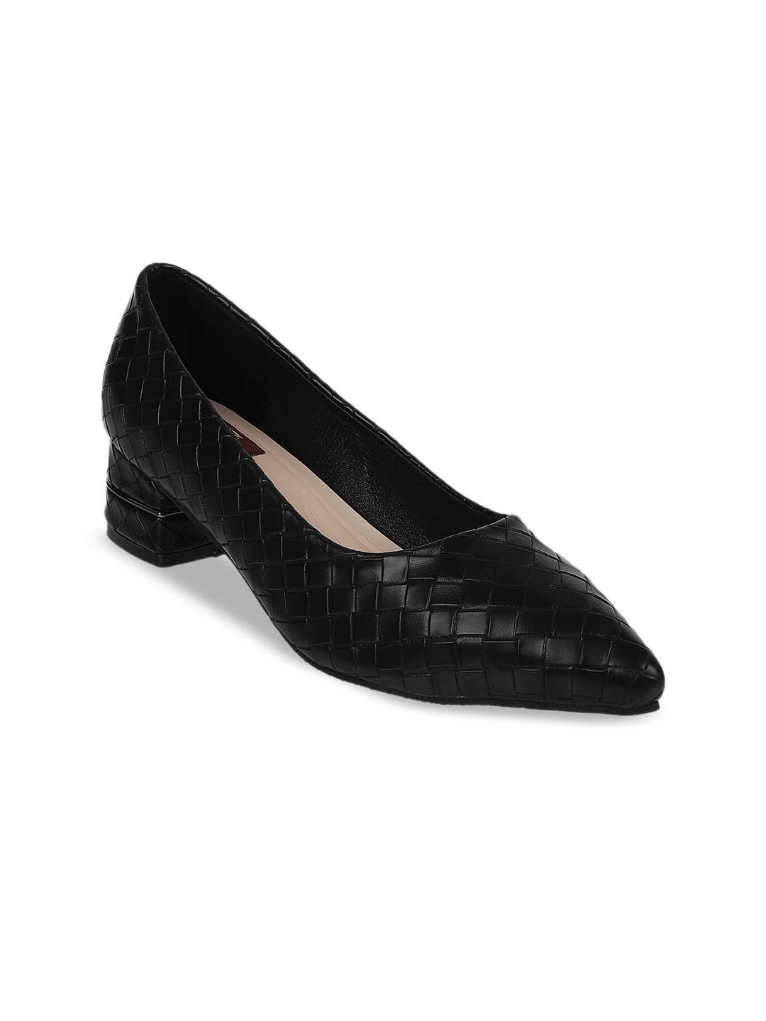 

SHUZ TOUCH Women Black Textured Block Pumps