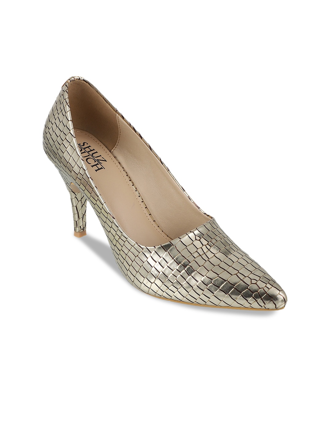 

SHUZ TOUCH Gold-Toned Party Pumps