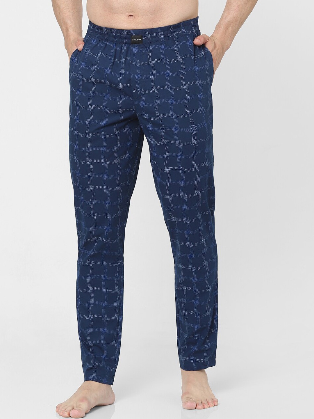 Jack & Jones Men Blue Printed Lounge Pants