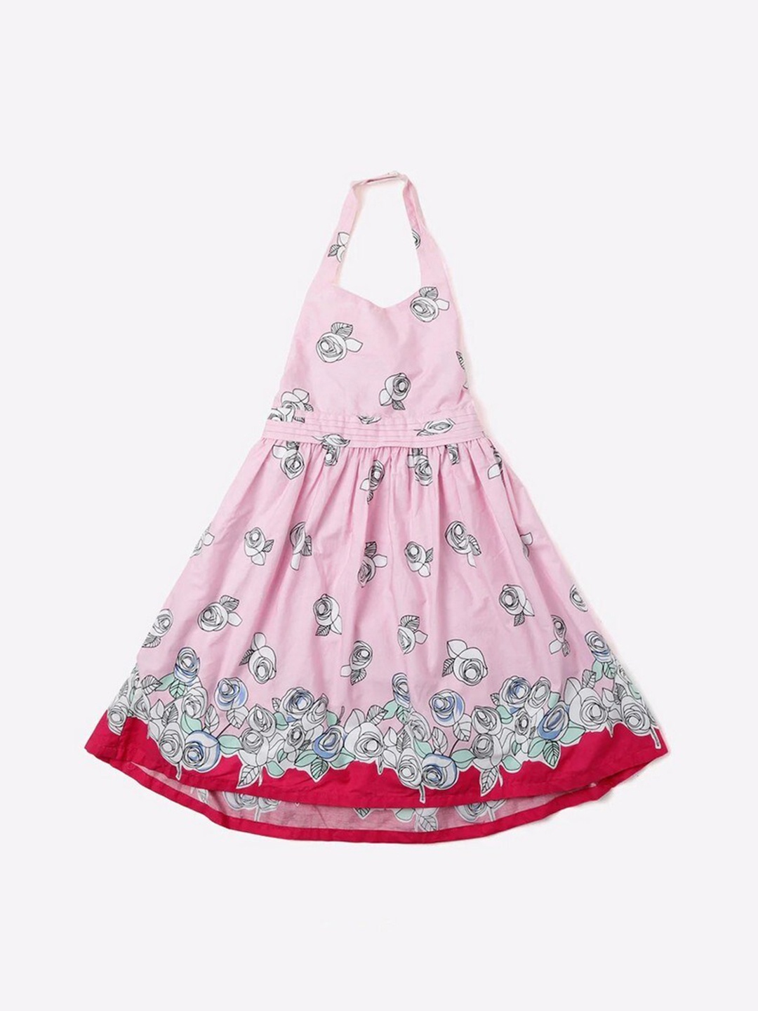 

612League Pink Floral Halter Neck Dress