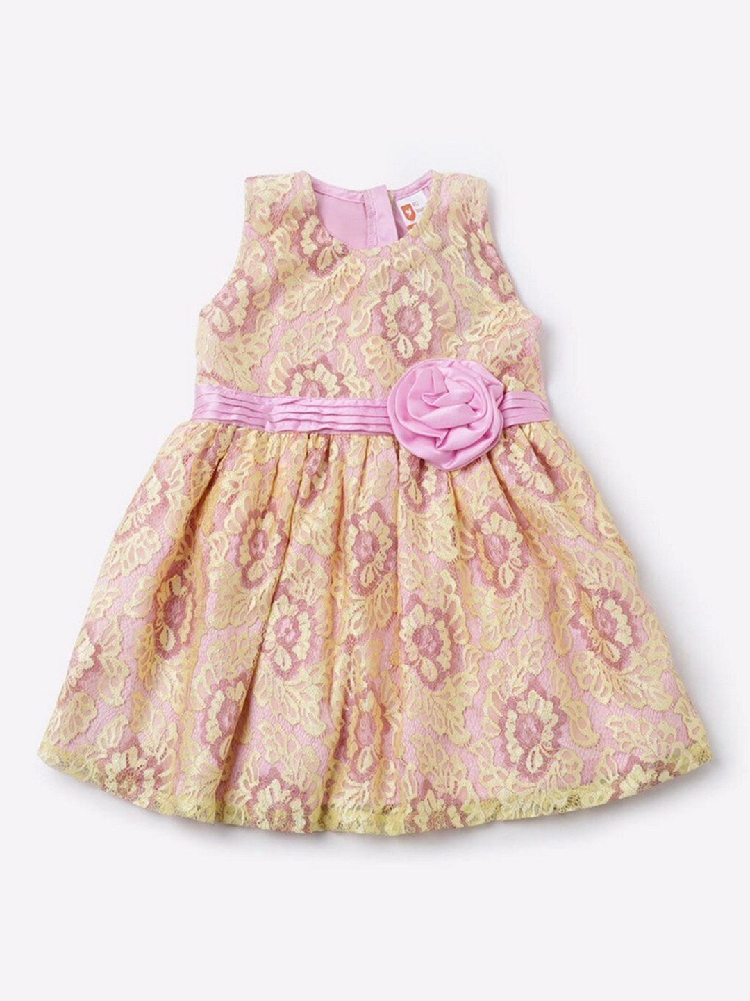 

612League Girls Brown & Pink Floral Fit & Flare Dress
