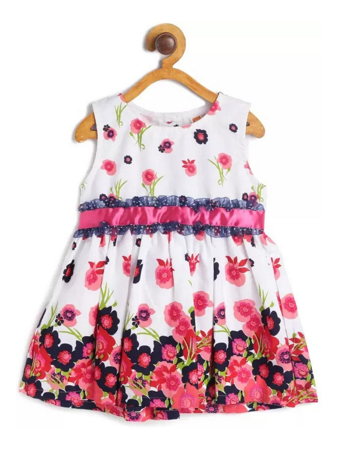 

612League Off White & Pink Floral Tie-Up Dress