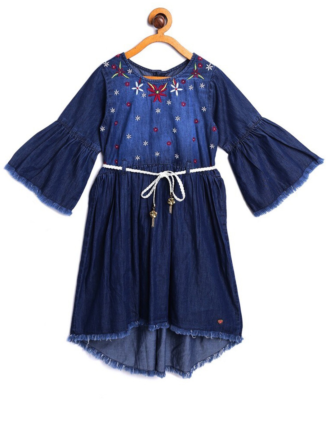 

612League Girls Blue Floral Embroidered High-Low Dress
