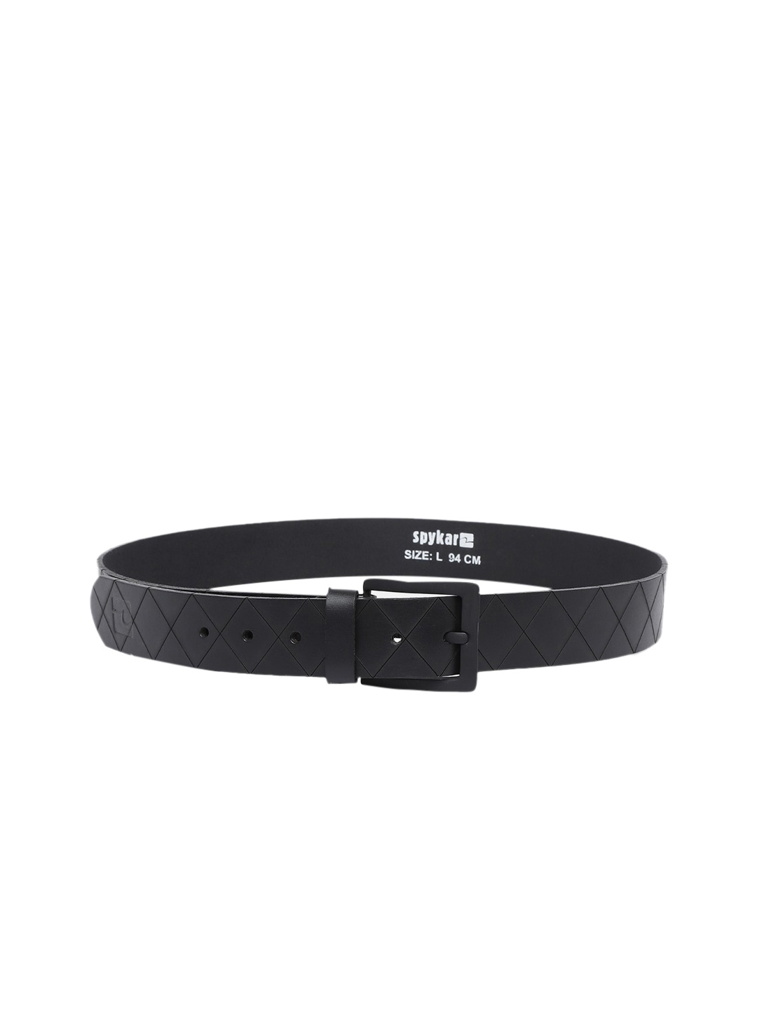

SPYKAR Men Black Textured Leather Belt
