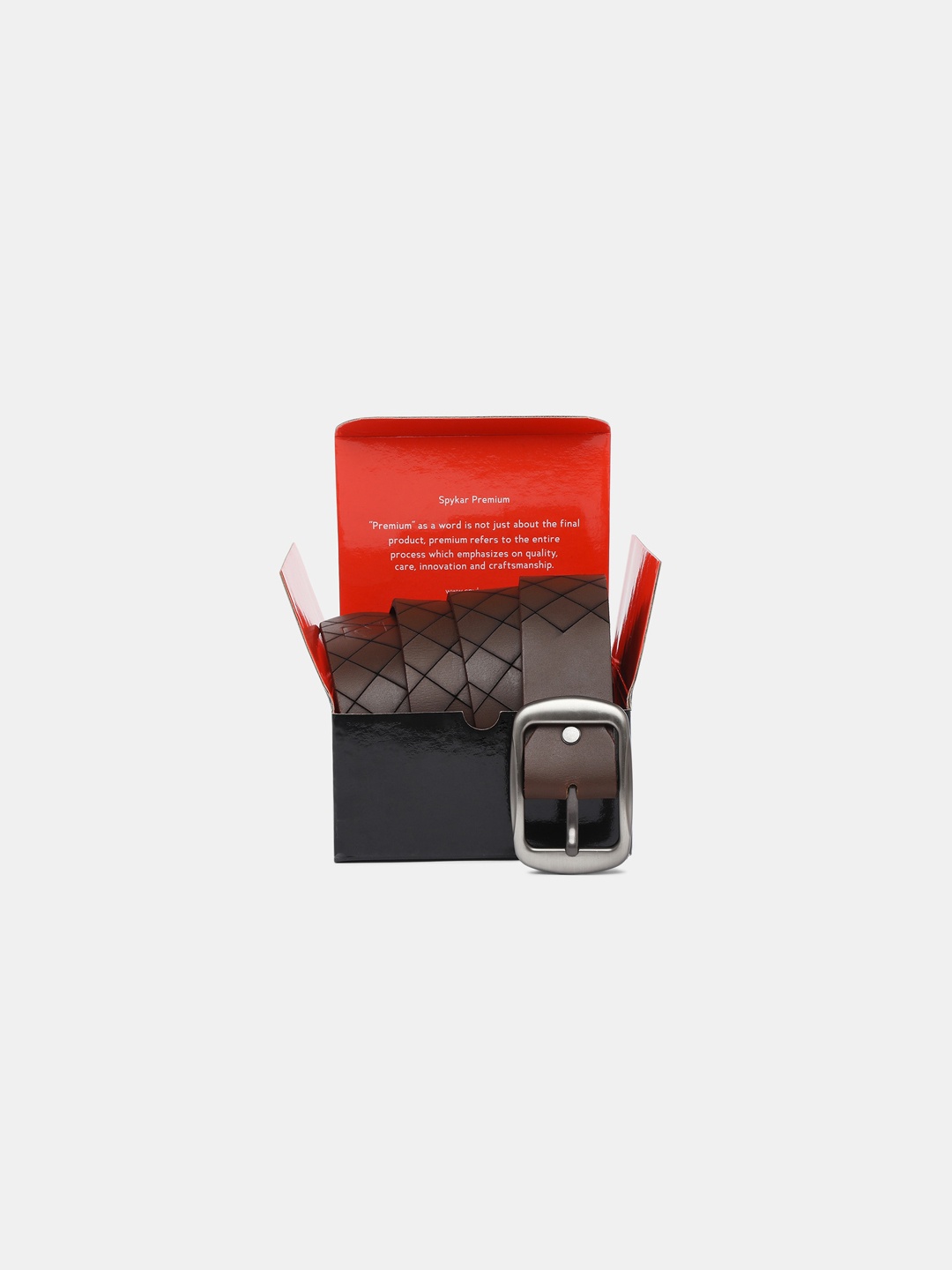 SPYKAR Men Brown Checked Leather Belt