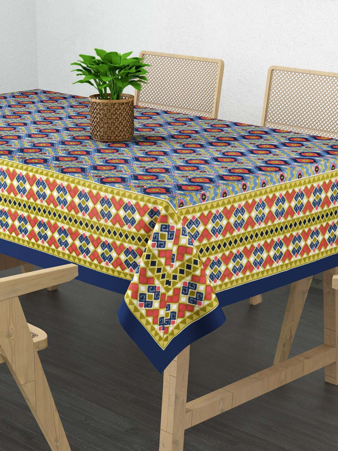 

Gulaab Jaipur Blue & Red Printed Cotton 6 Seater Rectangle Table Covers