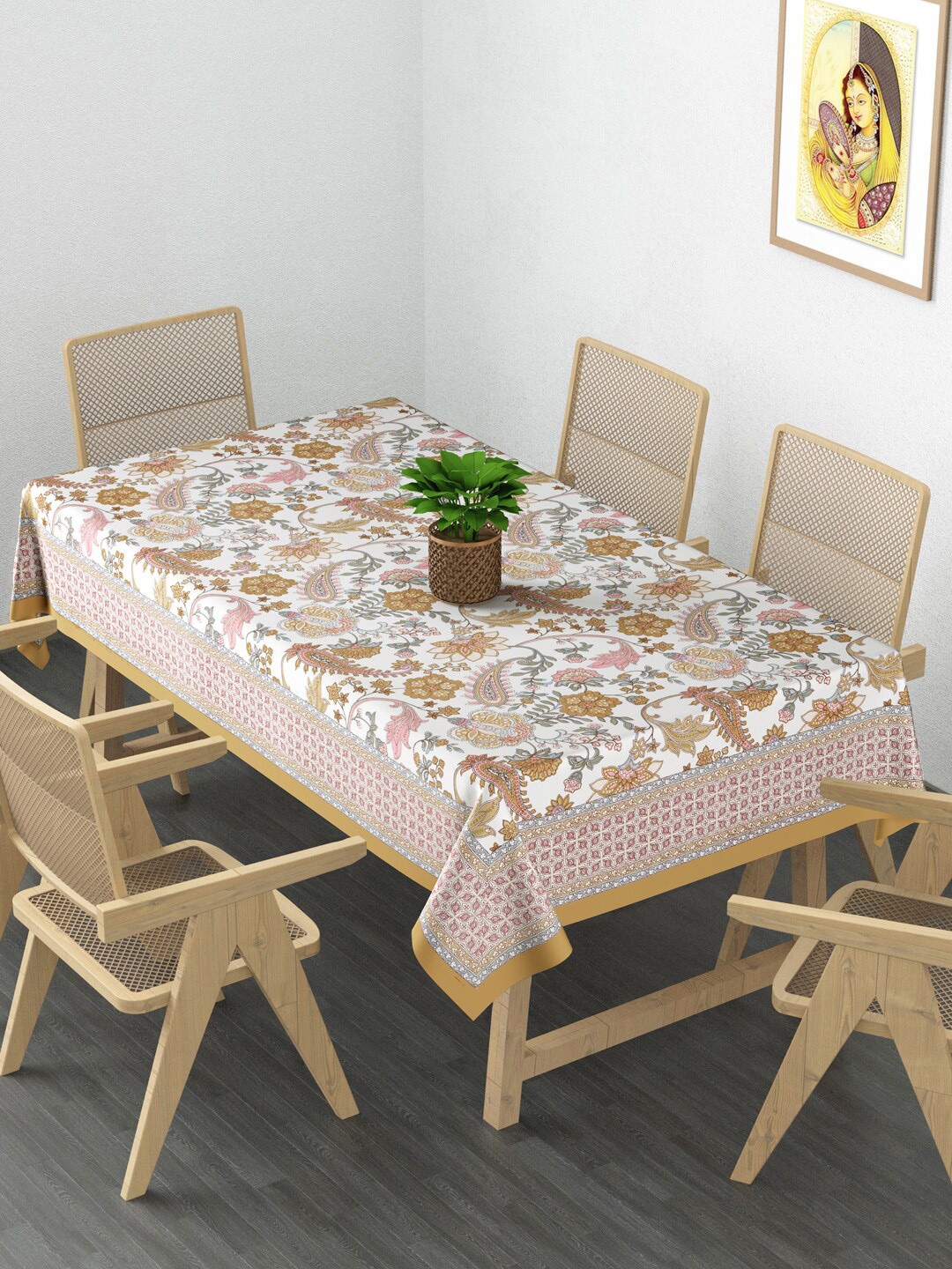 

Gulaab Jaipur White Floral Printed Rectangle Cotton Table Covers