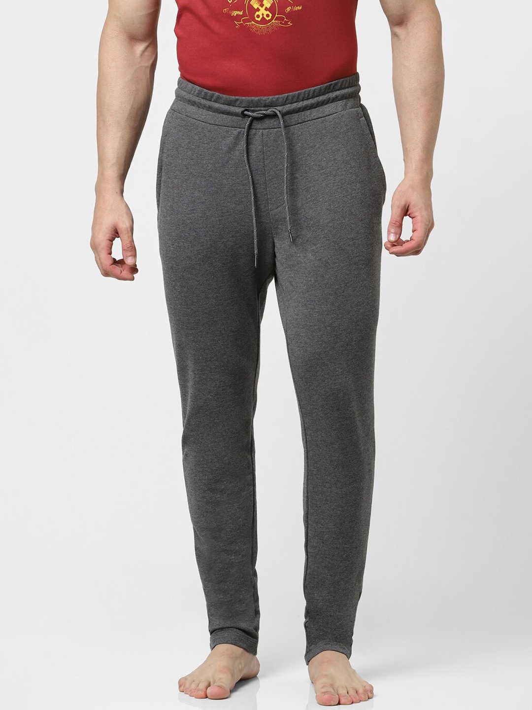 

Jack & Jones Men Grey Solid Cotton Track Pants