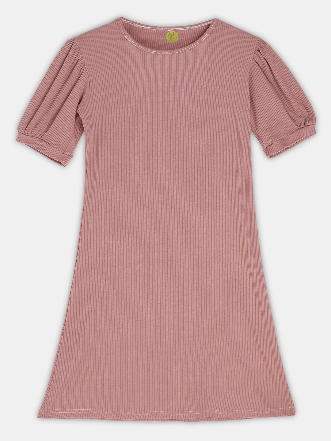 

YK Girls Peach A-Line Ribbed Dress, Pink