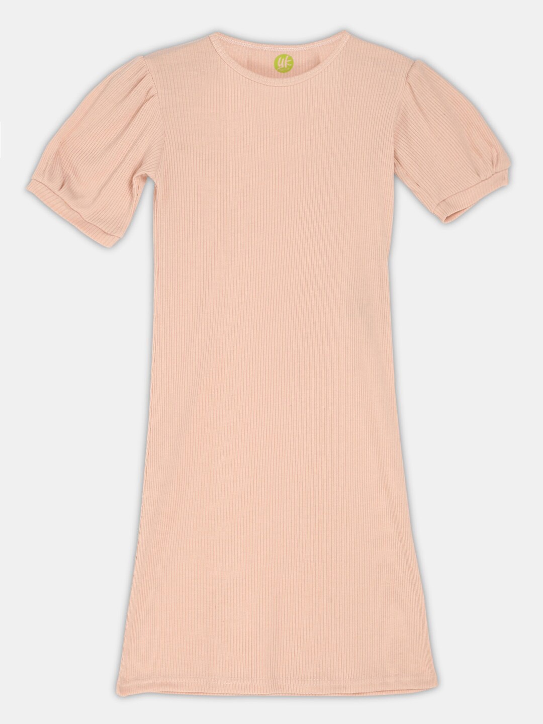 

YK Teen Girls Peach Coloured Rib A-Line Dress