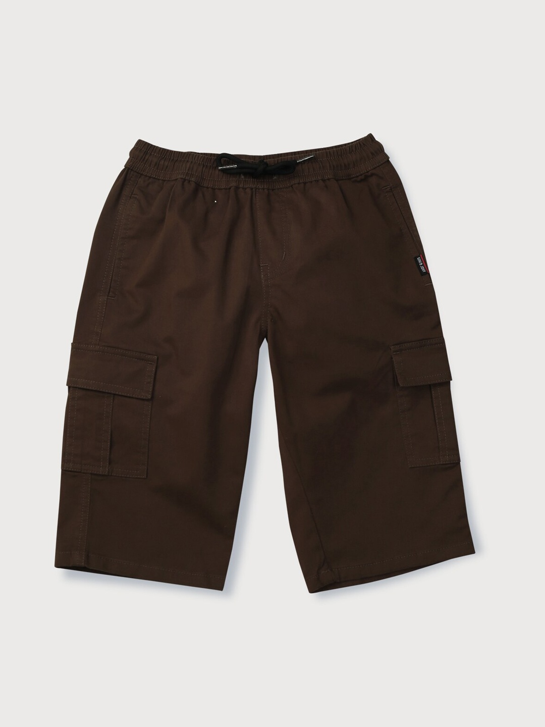 

Gini and Jony Boys Brown Solid Bermuda Elasticated Cargo Shorts